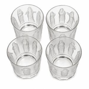Set of 4 Vintage Lalique France Femmes Antiques Crystal Whiskey Tumblers Signed